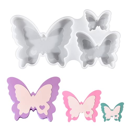 Satiskid Silikonform Schmetterling, 3D Schmetterling Kerzengießform, Schmetterlingsharz-Gießform für Aromatherapiekerzen, Fondantkuchen, Seife, DIY-Handwerksprojekte, Heimdekoration von Satiskid