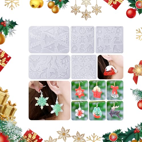 Weihnachten Schmuck Set - 5 Stück Resin Silikonform für Ohrringe, Epoxidharz Formen Mit Ohrhaken - DIY Dangle Ohrring Schmuck Weihnachten Schmuck Set - 5 Stück Resin Silikonform für Ohrringe, Epoxidharz Formen Mit Ohrhaken - DIY Dangle Ohrring Schmuck von Satiskid