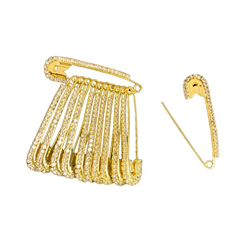 Dekorative goldene Sarinadeln mit Mehreren Steinen, Sicherheitsnadel, verziert mit Diamanten, 12 Stück von Satre Online and Marketing