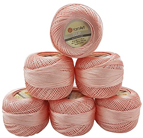 YarnArt Tulip 6 x 50 gr. Paket, Seide Mikrofaser Satin Garn Brillante Glänzend (Lachs 418) von Yarn Art