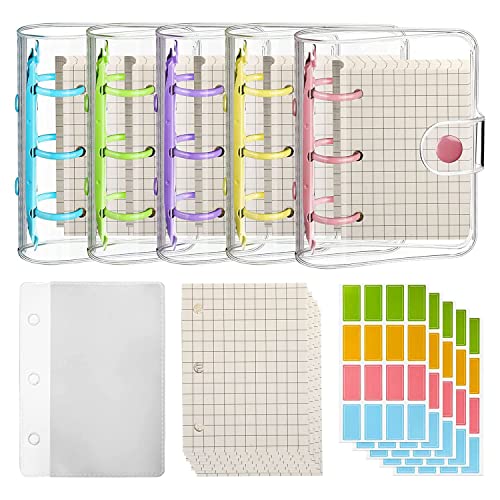 Saugbiry 5Er-Pack Transparente Mini-OrdnerhüLlen mit 3 Ringen mit Ordner-Innenpapieren, Aufbewahrungstaschen, Etiketten, Aufklebern, Ordnertaschen Saugbiry 5Er-Pack Transparente Mini-OrdnerhüLlen mit 3 Ringen mit Ordner-Innenpapieren, Aufbewahrungstaschen, Etiketten, Aufklebern, Ordnertaschen von Saugbiry