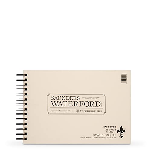 Saunders Waterford Aquarellpapier Spiralblock, 19 x 28cm, 25 Blatt, 100% Baumwolle von Saunders Waterford