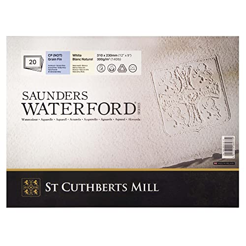 SAUNDERS WATERFORD SERIES St Cuthberts Mill Saunders Waterford Aquarellpapier T46330051011C: 300 g/m², Feinkorn, Aquarellblock 31 x 23 cm, rundumgeleimt, 20 Blatt weiß von SAUNDERS WATER FORD SERIES
