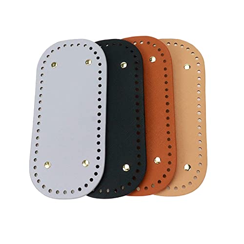 Savagrow 4 x Stricktaschen, ovale Unterseite, PU-Leder, Häkeltasche, Unterteil, Shaper, Pad mit Löchern für DIY Handtasche Geldbörse Herstellung (Khaki, Schwarz, Grau, Braun) von Savagrow