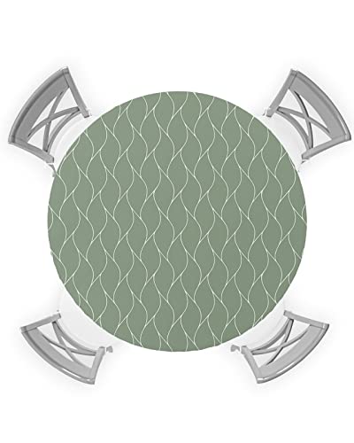 Runde Tischdecke, Bauernhaus-Dekoration, Salbeigrün, geometrisches Muster, wasserdichte Tischdecke mit elastischem Rand, für Picknickpartys im Freien, passend für Tische bis zu 114,3 cm – 137,2 cm Runde Tischdecke, Bauernhaus-Dekoration, Salbeigrün, geometrisches Muster, wasserdichte Tischdecke mit elastischem Rand, für Picknickpartys im Freien, passend für Tische bis zu 114,3 cm – 137,2 cm von Savannan