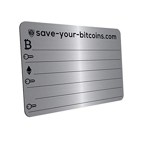 Private Key Recovery Metallplatte aus Edelstahl (V4A) mit Holder, 1 Stück von Save-Your-Bitcoins
