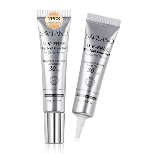 SAVILAND U V Freies Nagelkleber Gel: 2PC Gel Nagelkleber für Press Ons Nails,30-Tage Lang Halt Nagelgel Kleber Set Extra Starker Gelkleber für Nägel Reich an Rizinusöl & VE Schnell Lufttrocknend SAVILAND U V Freies Nagelkleber Gel: 2PC Gel Nagelkleber für Press Ons Nails,30-Tage Lang Halt Nagelgel Kleber Set Extra Starker Gelkleber für Nägel Reich an Rizinusöl & VE Schnell Lufttrocknend von Saviland