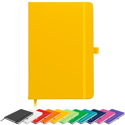 BLANCO BASIC A5 unliniertes Notizbuch Neues gebundenes Tagebuch mit Stiftschlaufe, Gummibandverschluss, Lesebändchen und Stiftschlaufe Notizblock Notizbuch Tagebuch (gelb) von Savvy Bee