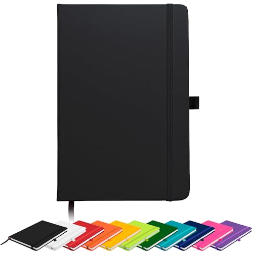 BLANCO BASIC A5 unliniertes Notizbuch mit Stiftschlaufe, Gummibandverschluss, Lesebändchen und Stiftschlaufe Notizblock Notizbuch Tagebuch (schwarz) von Savvy Bee