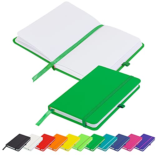 Blanco Basic A6 Notizbuch, unliniert, blanko, Notizbuch, mit Stiftschlaufe, Gummiband, Schleifenmarkierer und Stiftschlaufe, Notizblock, Notizbuch, Notizen, Tagebuch, Block (dunkelgrün) von Savvy Bee