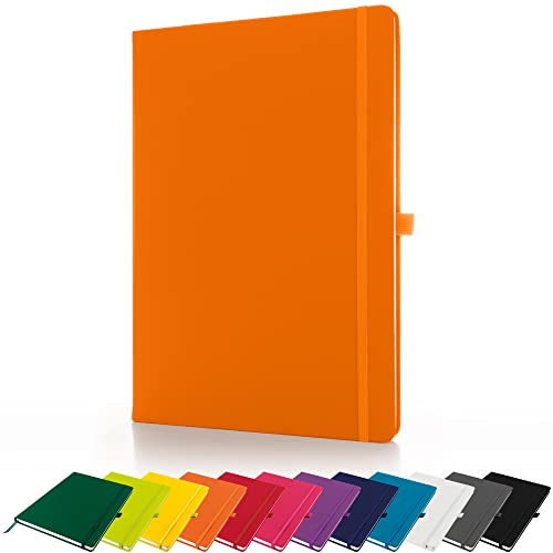 Savvy Bee Premium A4-Notizbuch, liniert, fester Einband, mit Stiftschlaufe, 196 Seiten, elastischem Verschluss und Lesebändchen, Notizblock, Notizbuch, Notizblock, Orange Savvy Bee Premium A4-Notizbuch, liniert, fester Einband, mit Stiftschlaufe, 196 Seiten, elastischem Verschluss und Lesebändchen, Notizblock, Notizbuch, Notizblock, Orange von Savvy Bee