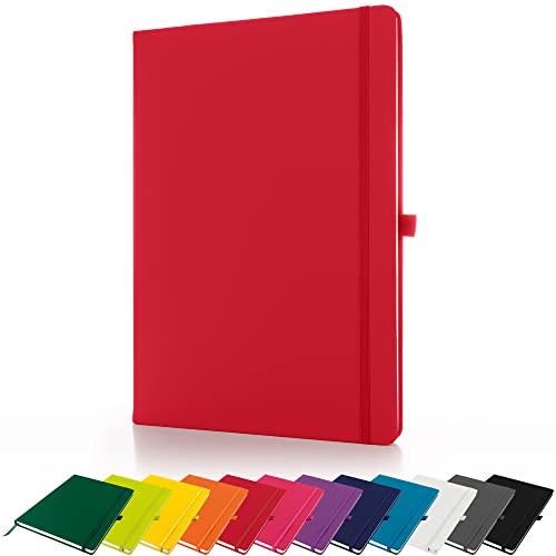 Savvy Bee Premium A4-Notizbuch, liniert, fester Einband, mit Stiftschlaufe, 196 Seiten, elastischem Verschluss und Lesebändchen, Notizblock, Notizbuch, Notizblock, Rot Savvy Bee Premium A4-Notizbuch, liniert, fester Einband, mit Stiftschlaufe, 196 Seiten, elastischem Verschluss und Lesebändchen, Notizblock, Notizbuch, Notizblock, Rot von Savvy Bee