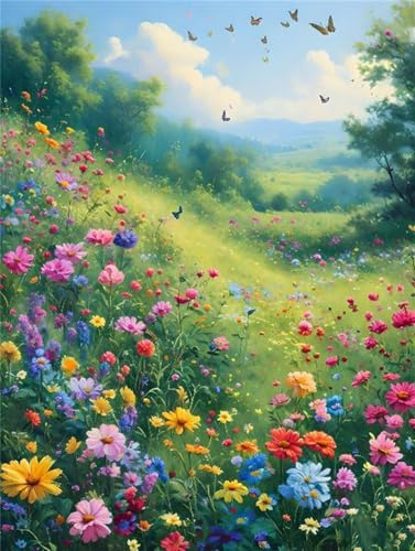5D Diamond Painting Set für Erwachsene, Grasland Flower Sea Diamant Painting Bilder Kinder, DIY Mosaikherstellung Malen Nach Zahlen Full Drill Stickerei Malerei Kits für Home Wand Décor 30x40cm P-6868 5D Diamond Painting Set für Erwachsene, Grasland Flower Sea Diamant Painting Bilder Kinder, DIY Mosaikherstellung Malen Nach Zahlen Full Drill Stickerei Malerei Kits für Home Wand Décor 30x40cm P-6868 von Saweefog