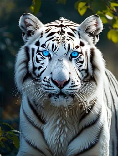 Saweefog 5D Diamond Painting Tier Weißer Tiger Diamant Painting Bilder, DIY Diamond Painting Basteln Mädchen, Wohnzimmer und Schlafzimmer Wanddeko, Weihnachten Geschenke 20x30cm P-7467 von Saweefog