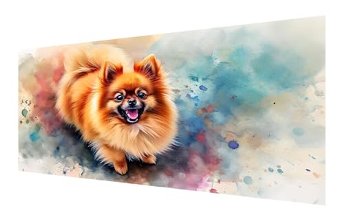 Diamond Painting Erwachsene, 5D Tier Diamond Painting Groß XXL 35x70cm, DIY Vollbohrer Diamant Painting Bilder Zwergspitz Malen nach Zahlen, für Wohnzimmer Schlafzimmer Wanddeko, Geschenk Mädchen P-55 von Saweefog