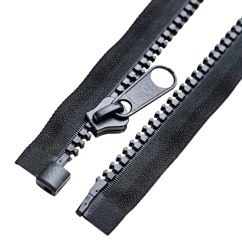 Sawoake#10 2 Stück 112cm Schwarz Nickel Trennende Jacke Reißverschluss Schwarz geformte Kunststoff Reißverschlüsse Heavy Duty Metall für das Nähen von Mänteln Bulk Tailor DIY/Taschen/Heimtextilien von Sawoake