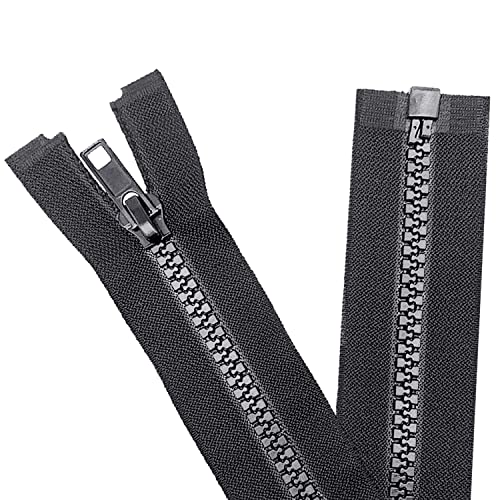 Sawoake 2 Stück #5 104 cm Trennende Jacke Reißverschlüsse für Nähen Mäntel Jacke Reißverschluss Schwarz geformte Kunststoff Reißverschlüsse Bulk Tailor DIY Nähwerkzeuge für Kleidungsstück/Taschen von Sawoake