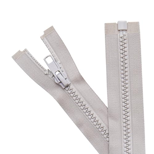 Sawoake 2 Stück #5 18 cm Trennende Jacke Reißverschlüsse für Nähen Mäntel Jacke Reißverschluss grau geformte Kunststoff Reißverschlüsse Bulk Tailor DIY Nähwerkzeuge für Kleidungsstück/Taschen von Sawoake