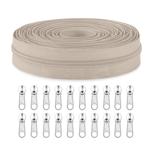 Sawoake #3 Nylon Coil Reißverschlüsse Bulk 9 Meter mit 20pcs Reißverschluss Schieber für DIY Nähen Schneider Handwerk Tasche Kleidungsstück Home Textile(Rotgelb) von Sawoake