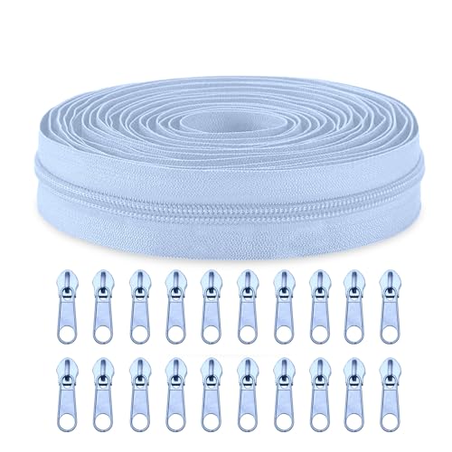 Sawoake #3 Nylon Coil Reißverschlüsse Bulk 9 Meter mit 20pcs Reißverschluss Schieber für DIY Nähen Schneider Handwerk Tasche Kleidungsstück Home Textile(Himmelblau) Sawoake #3 Nylon Coil Reißverschlüsse Bulk 9 Meter mit 20pcs Reißverschluss Schieber für DIY Nähen Schneider Handwerk Tasche Kleidungsstück Home Textile(Himmelblau) von Sawoake