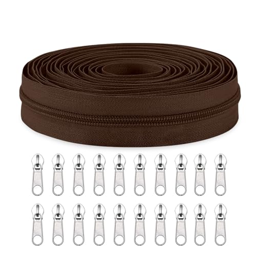 Sawoake #3 Nylon Coil Reißverschlüsse Bulk 9 Meter mit 20pcs Reißverschluss Schieber für DIY Nähen Schneider Handwerk Tasche Kleidungsstück Home Textile(Braun) Sawoake #3 Nylon Coil Reißverschlüsse Bulk 9 Meter mit 20pcs Reißverschluss Schieber für DIY Nähen Schneider Handwerk Tasche Kleidungsstück Home Textile(Braun) von Sawoake