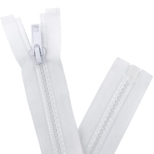 Sawoake #5 2 Stück 102 cm Trennende Jacke Reißverschlüsse zum Nähen Mäntel Jacke Reißverschluss Weiß geformte Kunststoff Reißverschlüsse Bulk Tailor DIY Nähwerkzeuge für Kleidungsstück/Taschen von Sawoake