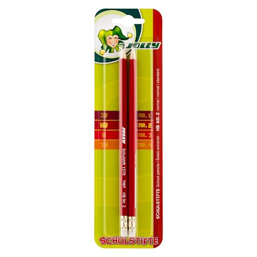 JOLLY Schulstifte, 2er Blister, Härtegrad HB, mit Radierer, Graphitstifte zum Schreiben, Zeichnen, Skizzieren, mittelweich, handlich, ideal für Schule, Büro, Etui JOLLY Schulstifte, 2er Blister, Härtegrad HB, mit Radierer, Graphitstifte zum Schreiben, Zeichnen, Skizzieren, mittelweich, handlich, ideal für Schule, Büro, Etui von Sax