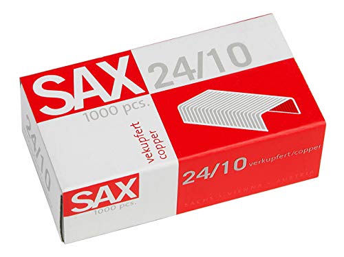 SAX Heftklammer, 24/10, verkupfert (1.000 Stück), Sie erhalten 1 Packung á 1000 Stück von Sax