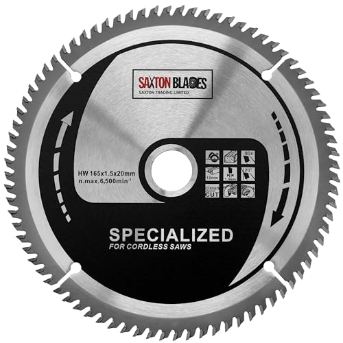 Saxton Kreissgeblatt, 165 mm x 80 Zhne, dnne Schnittfuge, kabellos, fr Holz und Kunststoff, kompatibel mit Dewalt, Makita, Bosch von Saxton Blades