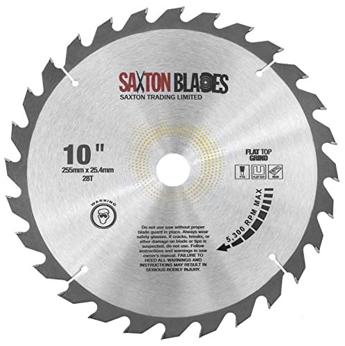 Saxton TCT Kreissägeblatt, flach, 255 mm x 28 T x 25,4 mm, Bohrung für Evolution von Saxton Blades