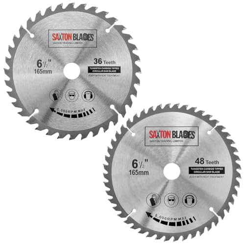 Saxton TCT Kreissägeblätter, 165 mm x 20 mm (16 mm Ring), kompatibel mit Bosch, Makita, Dewalt etc von Saxton Blades