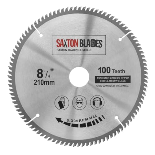 Saxton Blades TCT Kreissägeblatt, Feinschnitt, 210 mm x 30 mm x 100 T, kompatibel mit Festool, Bosch, Makita, Dewalt von Saxton Blades