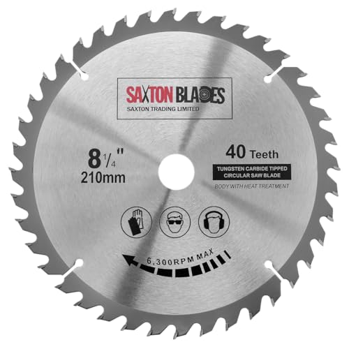 Saxton TCT Kreissägeblatt für Gehrungssägen, 210 mm x 40 T x 25,4 mm, Bohrung für Evolution Rage Sägen von Saxton Blades