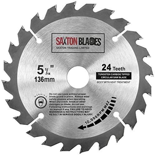 Saxton TCT Kreissägeblatt für Holz, 136 mm x 20 mm (16 mm Ring) x 24 Zähne, kompatibel mit Bosch, Makita etc von Saxton Blades