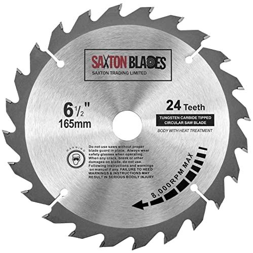 Saxton TCT Kreissägeblatt für Holz, 165 mm x 20 mm (16 mm Ring) x 24 Zähne, kompatibel mit Bosch, Makita etc von Saxton Blades