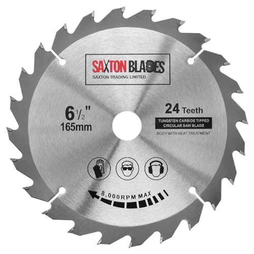 Saxton TCT Kreissägeblatt für Holz, 165 mm x 20 mm (16 mm Ring) x 24 Zähne, kompatibel mit Bosch, Makita etc von Saxton Blades