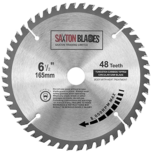 Saxton TCT Kreissägeblatt für Holz, 165 mm x 20 mm (16 mm Ring) x 48 Zähne, kompatibel mit Bosch, Makita etc von Saxton Blades