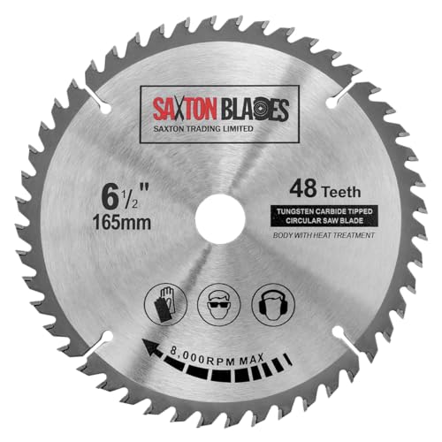 Saxton TCT Kreissägeblatt für Holz, 165 mm x 20 mm (16 mm Ring) x 48 Zähne, kompatibel mit Bosch, Makita etc von Saxton Blades