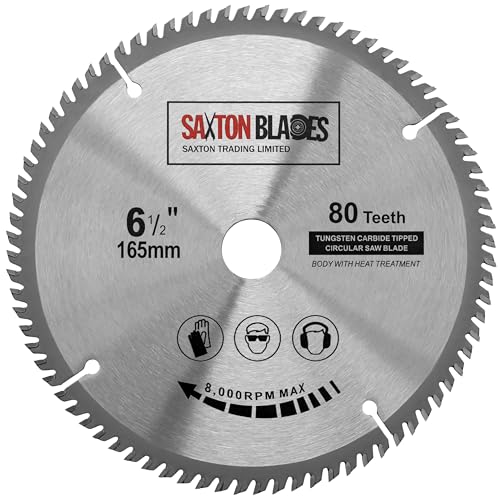 Saxton Blades TCT Kreissägeblatt für Holz, 165 mm x 20 mm (16 mm Ring) x 80 Zähne, kompatibel mit Bosch, Makita etc von Saxton Blades