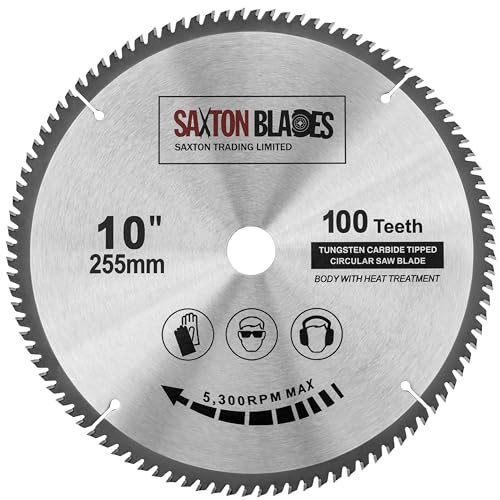Saxton TCT Metallsägeblatt, Kreissägeblatt, Sägeblatt, fein geschnitten, 255 mm x 100 T x 25,4 mm Bohrung, passend für Evolution Rage Sägen von Saxton Blades