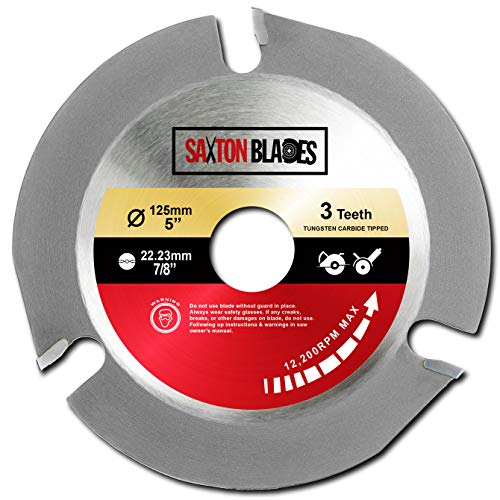 Saxton TCT1253T Kreissägeblatt für Winkelschleifer, Holzschnitzerei, Modellierung, Formen, Nuten und Schneiden, 125 mm, 22,23 mm Bohrung von Saxton Blades