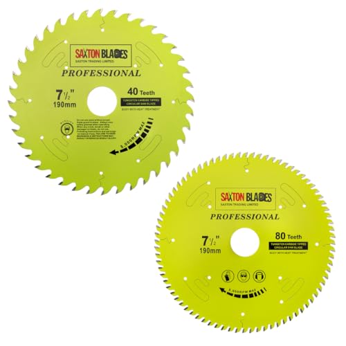 TCT190MXAPRO Saxton Professional Range TCT Kreissägeblatt, 190 mm, 40 und 80 T x 30 mm Bohrung, 16, 20, 25 mm Reduzierringe von Saxton Blades