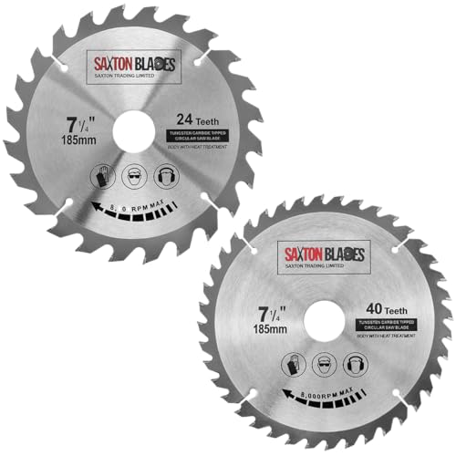 tct185mxa 2 x Saxton TCT Kreissägeblatt Holz Sägeblätter 185 mm x 30 mm Bohrung für Bosch Makita Dewalt Pack a passt 190 mm Lochsägen von Saxton Blades