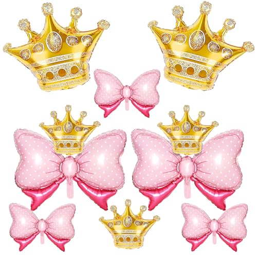 10 Stück goldene Kronenballons und rosa Bogenballon, hellrosa Schleifenballons, großer Goldkronen-Folienballon mit zwei Größen für Geburtstag, Babyparty, Prinzessin, Königin, Themenparty, Hochzeit 10 Stück goldene Kronenballons und rosa Bogenballon, hellrosa Schleifenballons, großer Goldkronen-Folienballon mit zwei Größen für Geburtstag, Babyparty, Prinzessin, Königin, Themenparty, Hochzeit von Saxuxu