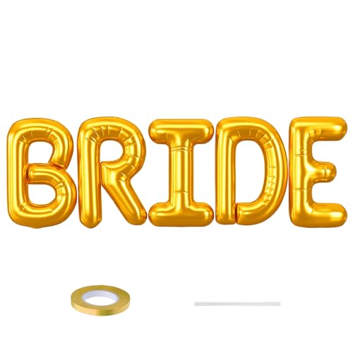 101,6 cm große Brautballons für Junggesellinnenabschiede, goldene Brautballons für Junggesellinnenabschiede, riesige Hochzeits-Mylar-Folienballon, Buchstabenbanner für Hochzeit, Verlobung, zukünftige 101,6 cm große Brautballons für Junggesellinnenabschiede, goldene Brautballons für Junggesellinnenabschiede, riesige Hochzeits-Mylar-Folienballon, Buchstabenbanner für Hochzeit, Verlobung, zukünftige von Saxuxu