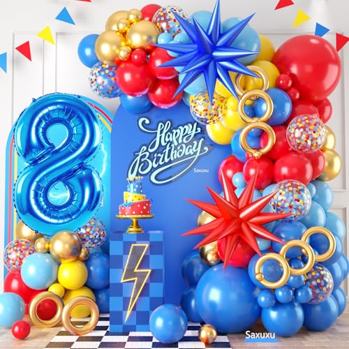 8. Geburtstag Dekorationen für Jungen, Rot Gelb Blau 8 Geburtstag Ballon Girlande Bogen Kit Stern Folienballons 40 Zoll Zahl 8 Ballon für Kind 8 Jahre alt Cartoon Thema Party Baby Shower Abschluss 8. Geburtstag Dekorationen für Jungen, Rot Gelb Blau 8 Geburtstag Ballon Girlande Bogen Kit Stern Folienballons 40 Zoll Zahl 8 Ballon für Kind 8 Jahre alt Cartoon Thema Party Baby Shower Abschluss von Saxuxu