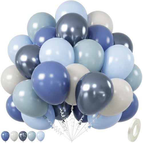 Baby Blau Luftballons, 12 Zoll Blau Sand Weiß Latex Ballons, Metallic Party Ballon für Junge Baby Shower Brautdusche Geburtstag Hochzeit Party Dekoration von Saxuxu