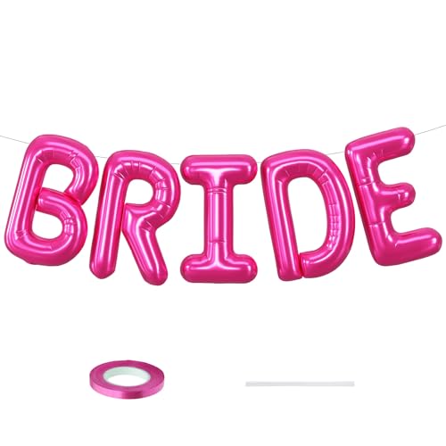 Brautballons Bachelorette, 40,6 cm, Hot Pink, Brautballons für Junggesellinnenabschied, Dekoration, riesige Hochzeit, Mylar-Folie, Buchstabenbanner für Hochzeit, Verlobung, zukünftige Braut Brautballons Bachelorette, 40,6 cm, Hot Pink, Brautballons für Junggesellinnenabschied, Dekoration, riesige Hochzeit, Mylar-Folie, Buchstabenbanner für Hochzeit, Verlobung, zukünftige Braut von Saxuxu