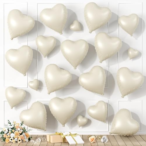 Cremefarbene Herzballons, herzförmige Luftballons, 20 Stück, 5/10/45,7 cm, beigefarbene Folienballons für Valentinstag, Dekorationen, Hochzeit, Verlobung, Brautpartys, Jahrestag, Boho-Feiern Cremefarbene Herzballons, herzförmige Luftballons, 20 Stück, 5/10/45,7 cm, beigefarbene Folienballons für Valentinstag, Dekorationen, Hochzeit, Verlobung, Brautpartys, Jahrestag, Boho-Feiern von Saxuxu