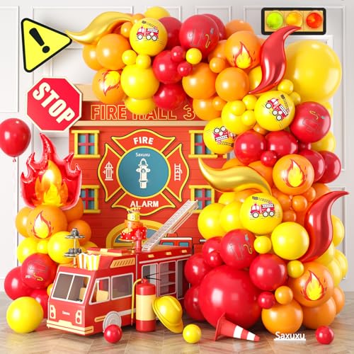 Feuerballon-Bogengirlande-Set, orange-rot, gelb, Latex-Feuerwehrauto-Ballons mit Flammen-Folienballons für Kinder, Jungen, Mädchen, Feuerwehrmann, Geburtstag, Feuerwehrauto, Party-Dekorationen Feuerballon-Bogengirlande-Set, orange-rot, gelb, Latex-Feuerwehrauto-Ballons mit Flammen-Folienballons für Kinder, Jungen, Mädchen, Feuerwehrmann, Geburtstag, Feuerwehrauto, Party-Dekorationen von Saxuxu